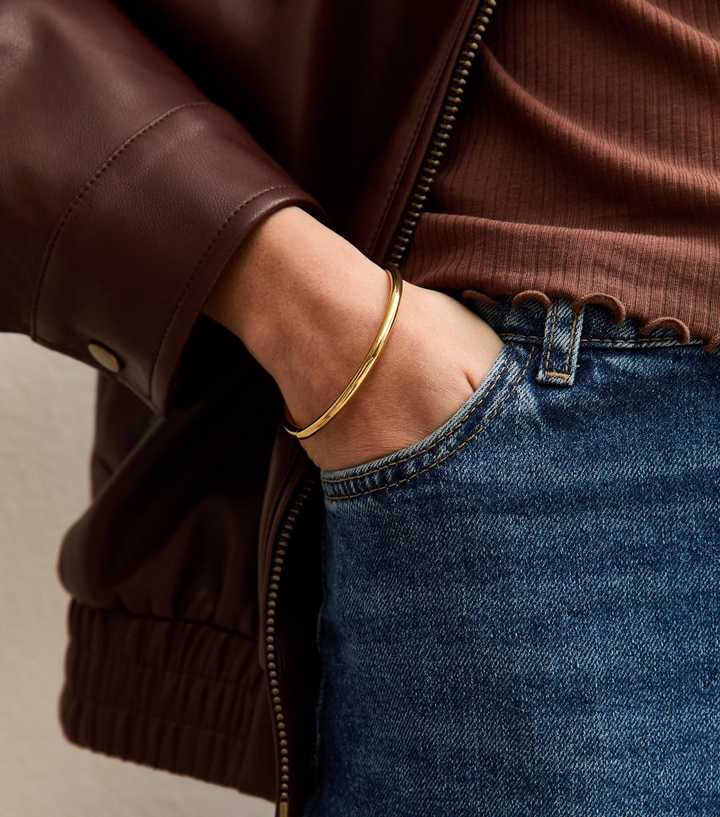 Gold Tone Waterproof Sleek Bangle Bracelet