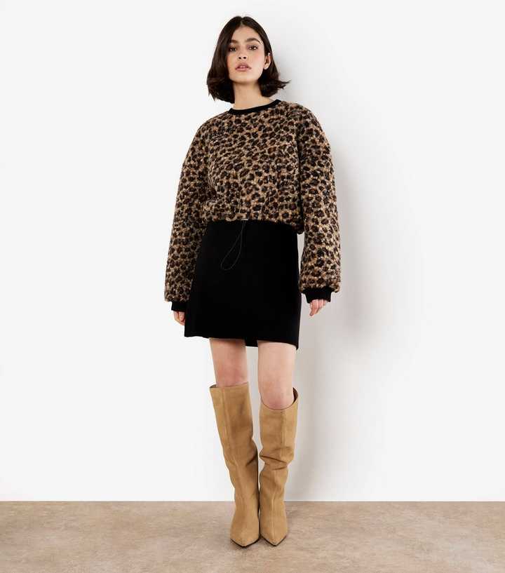 Apricot Brown Leopard Boucle Jumper