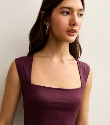 Burgundy Square Neck Vest Top