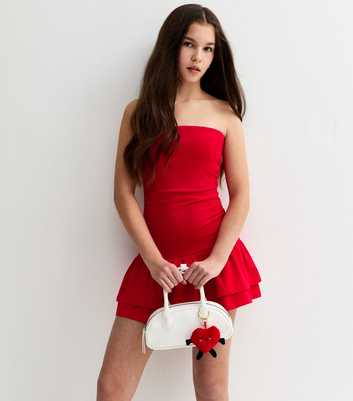 Girls Bright Red Rara Bandeau Dress