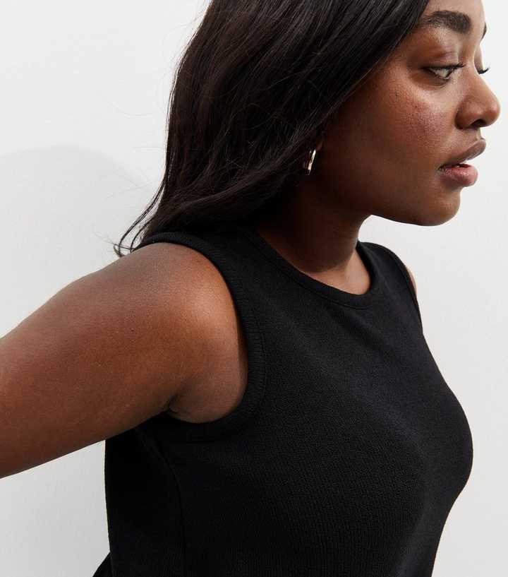 Curves Black Textured Longline Vest