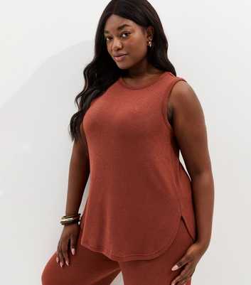 Curves Dark Red Textured Longline Vest