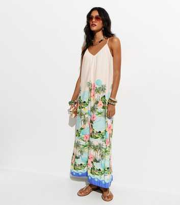 White Tropical Beach Maxi Dress