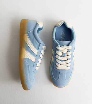Blue Faux Suede Side Stripe Trainers