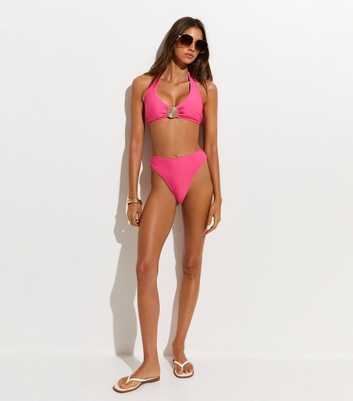 Bright Pink High Leg Hipster Bikini Bottoms