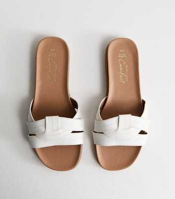 Extra Wide Fit White Interwoven Sandals 