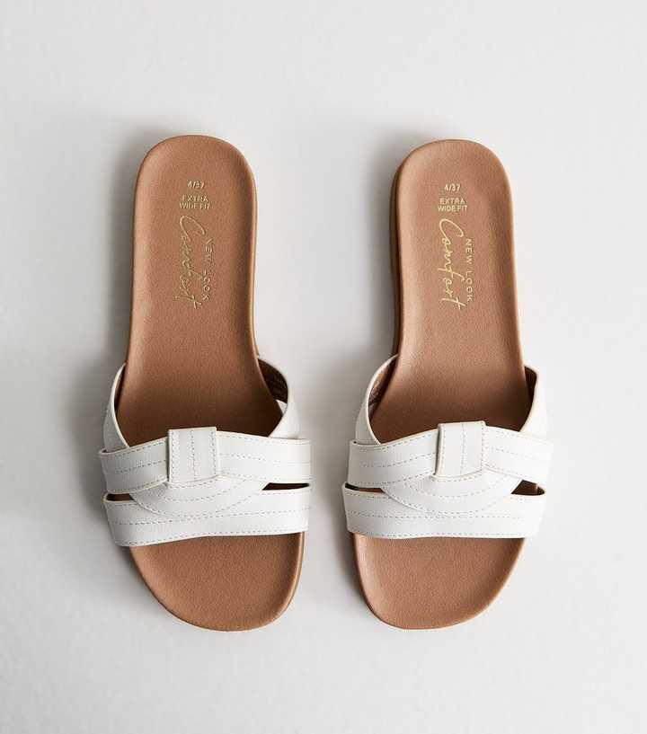 Extra Wide Fit White Interwoven Sandals 