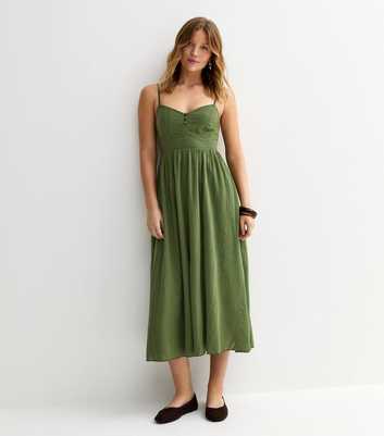 Dark Khaki V Waist Strappy Mini Dress