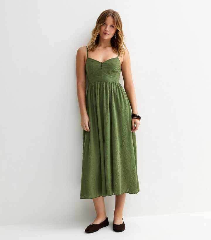 Dark Khaki V Waist Strappy Mini Dress