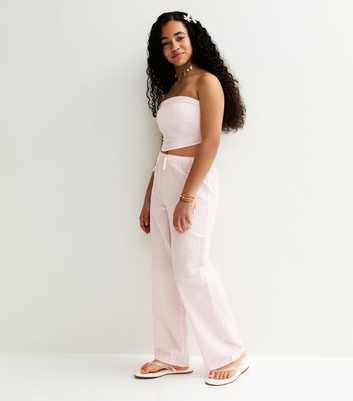 Girls Pink Striped Hanky Hem Bandeau Top