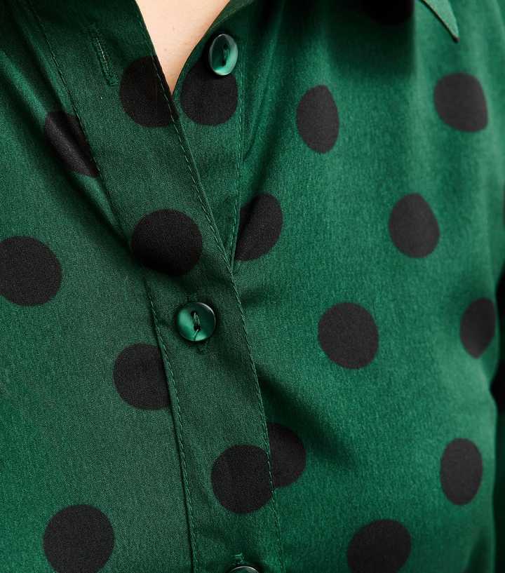 green polka dot dress shirt Men's Green Polka Short Sleeve Printed Shirt main image 0