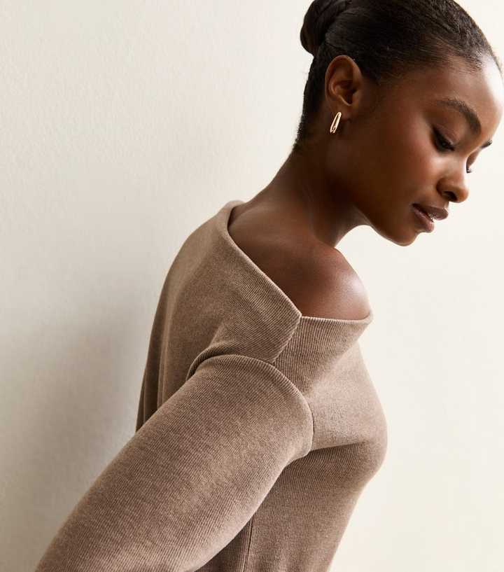 Mink Soft Touch Asymmetrical Slash Neck Tie Top