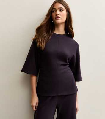 Dark Purple Soft Touch Ruched Waist Top