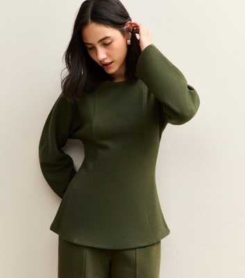 Khaki Soft Touch Fitted Waist Top