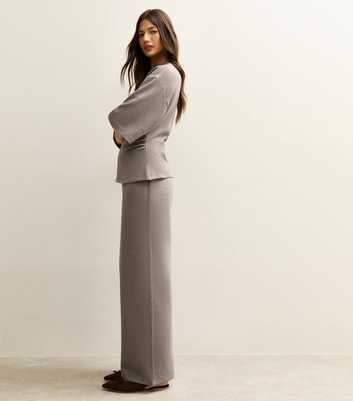 Mid Grey Soft Touch Wide Leg Trousers