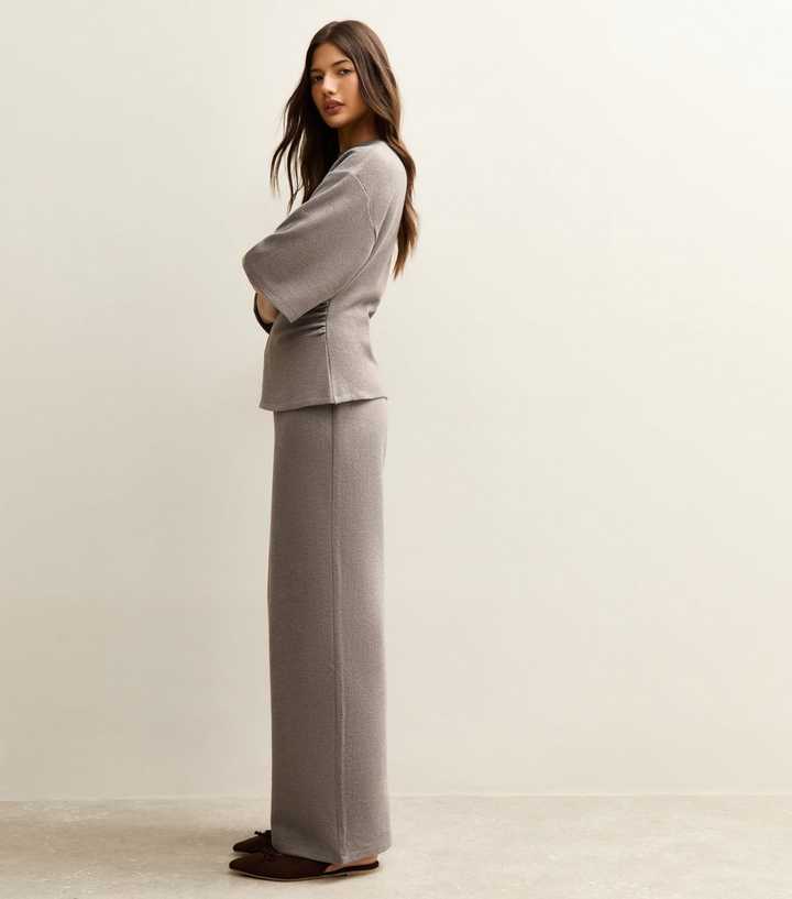 Mid Grey Soft Touch Wide Leg Trousers