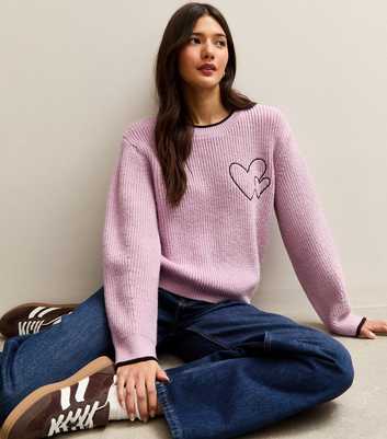 Pink Embroidered Heart Knit Jumper