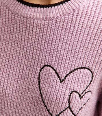 Pink Embroidered Heart Knit Jumper | New Look