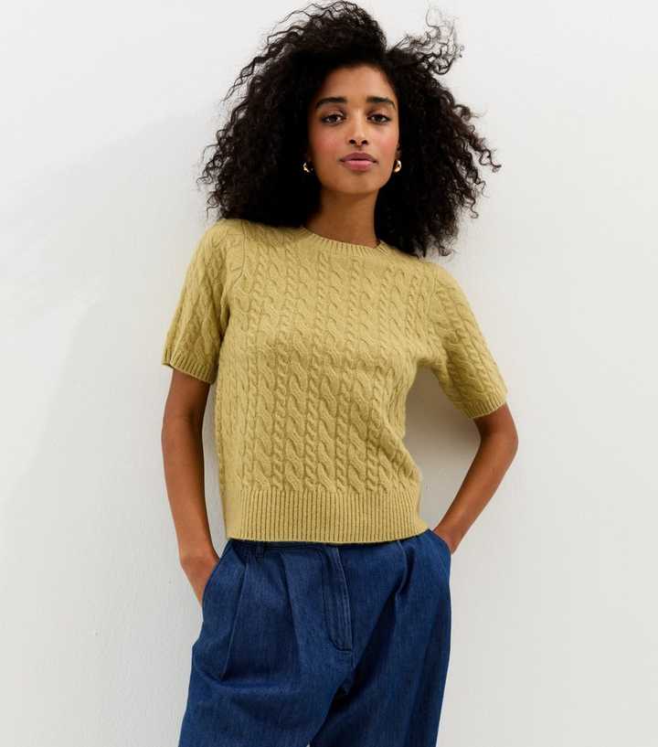 Green Cable Knit Top