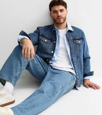 Blue Faded Distressed Denim Jacket