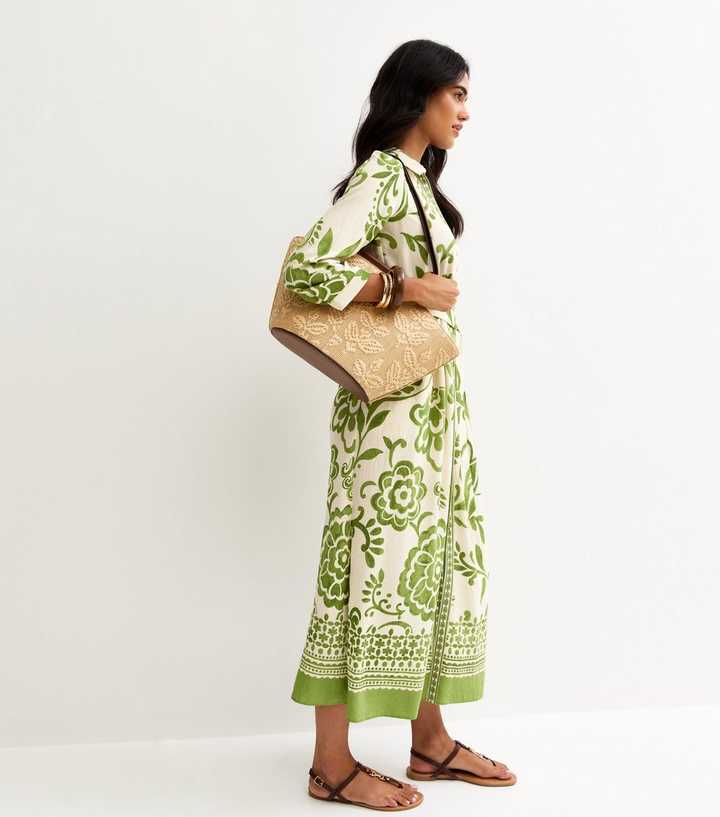 new look green floral midi dress Desert Dawn Green Floral Midi Dress main image 1