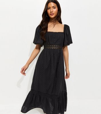 midi dress nibras gamis black dobby Square Neck Velvet dress