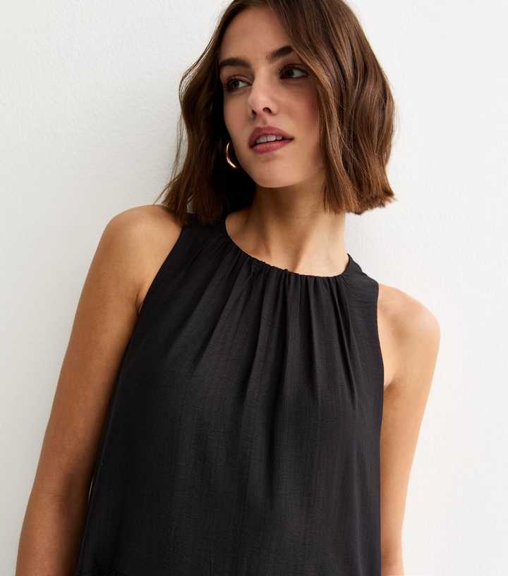 Black Drop Waist Sleeveless Midi Dress | New Look