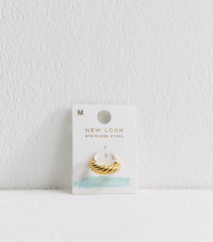 Gold Tone Waterproof Chunky Twisted Ring
