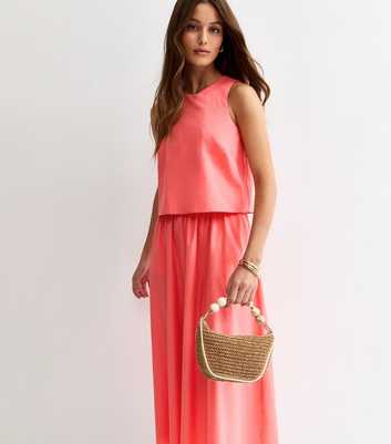 Dark Coral Layered Sleeveless Midi Dress