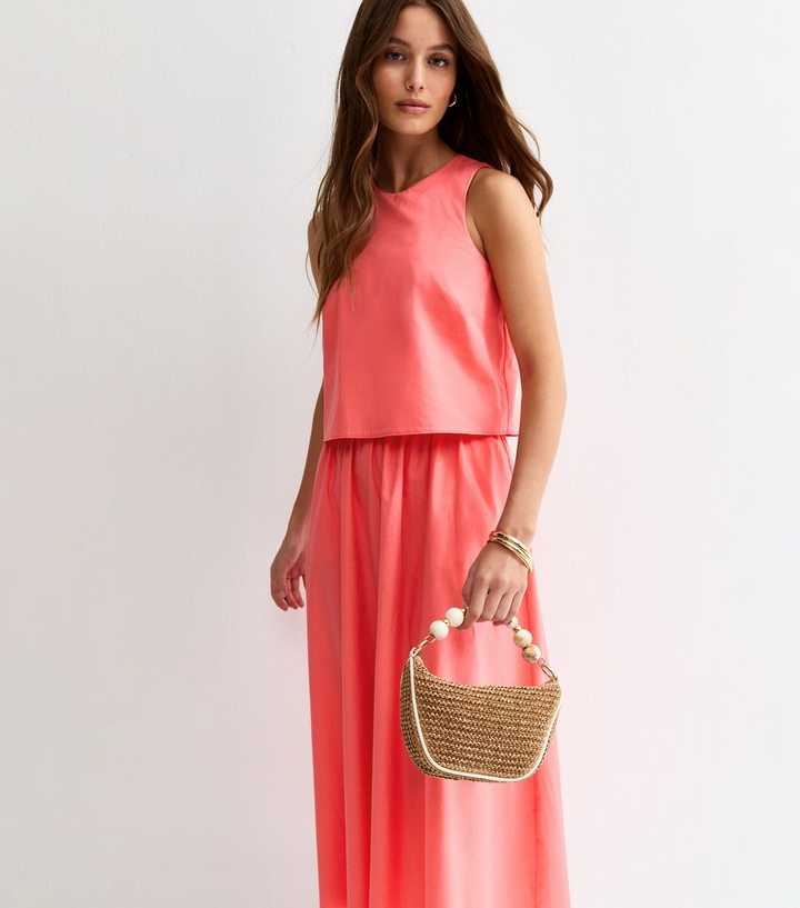 Dark Coral Layered Sleeveless Midi Dress