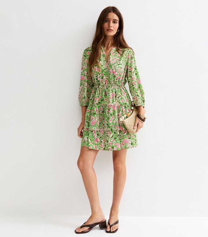 green floral dress river island Pinch Floral Tiered Maxi Dress main image 0