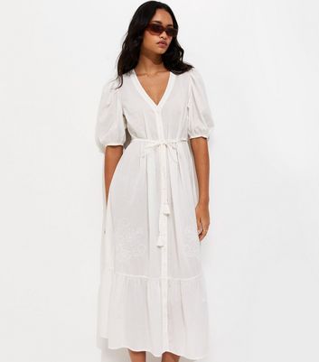 knee length dresses for ladies Women's Quadiya Smock Top Strapless Drop Waist Midi Dress - White