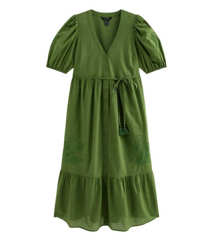 green smock midi dress Green Pine Smock Midi Dress: Shop Breezy Winter Dresses main image 0