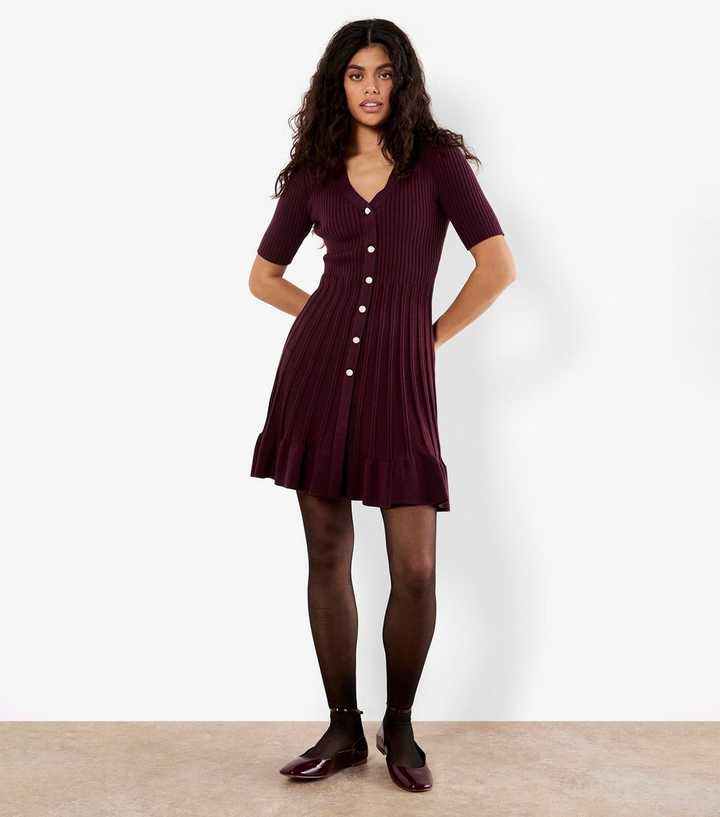 fit and flare burgundy dress Sleeveless Round Neck Fit & Flare Mini Dress In Maroon main image 0
