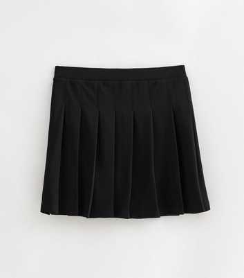 Petite Black Crepe Pleated Mini Skirt