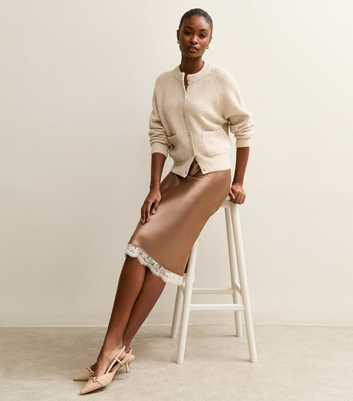 Mink Satin Lace Trim Skirt
