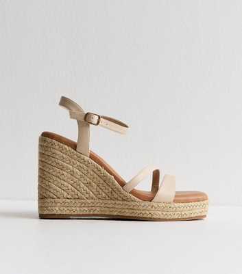 Off White Faux Leather Wedges