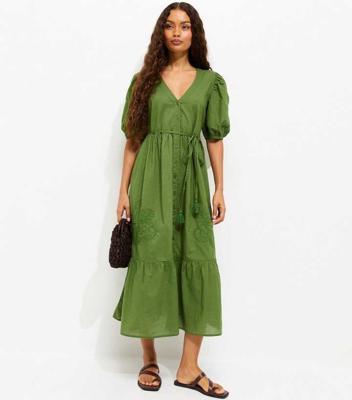 sachin and babi light blue dress Chocolate | Palm Tree Embroidery Smock Dress main image 1