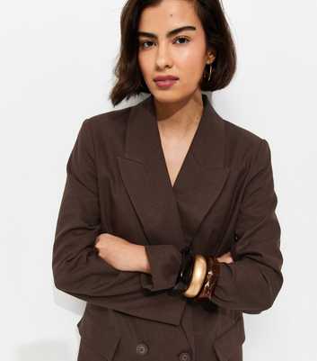 Dark Brown Linen Blend Blazer