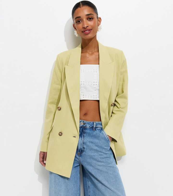 Bright Green Linen Blend Blazer