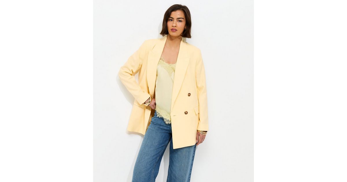 Light Yellow Linen Blend Blazer