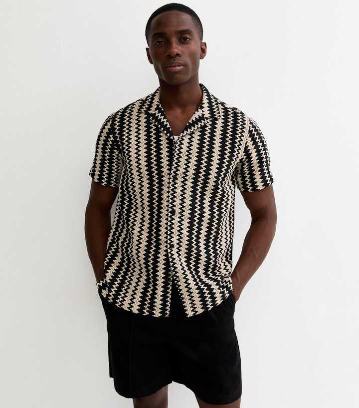 Black Regular Zig Zag Knit Shirt