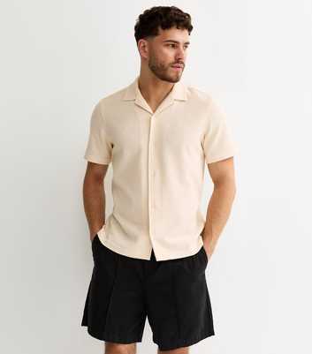 Cream Boucle Textured Regular Polo Shirt