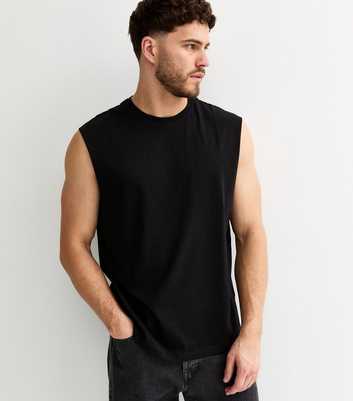 Black Oversized Cotton Tank Top
