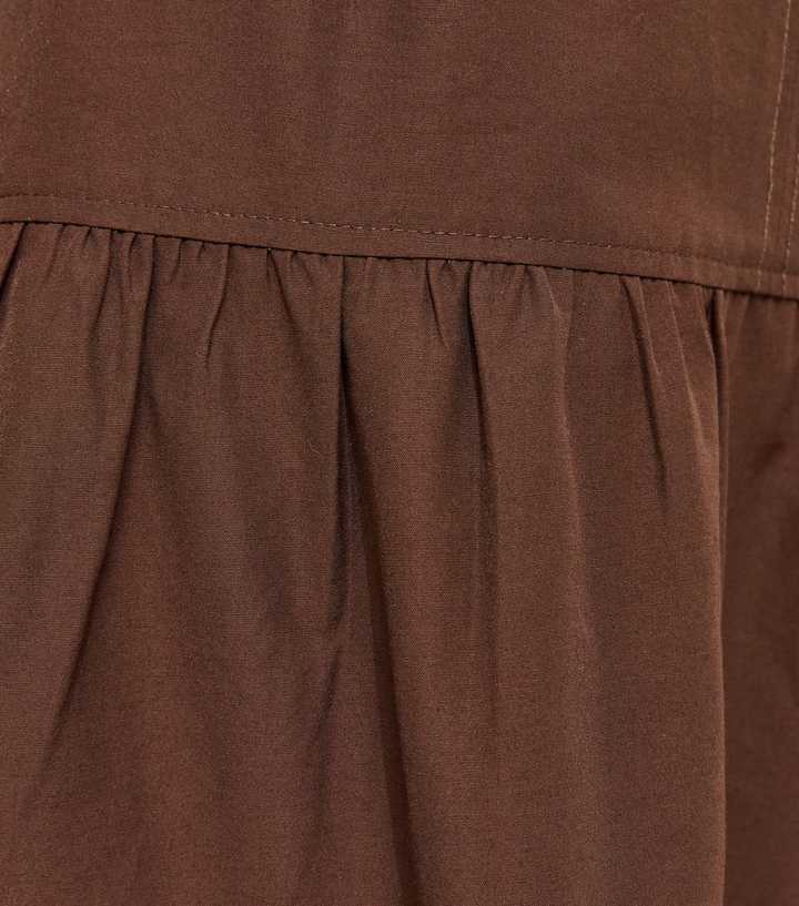 Brown Dropped Waist Midi Dress