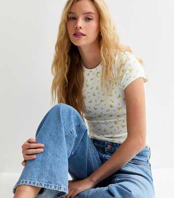 White Ditsy Floral Print T-Shirt