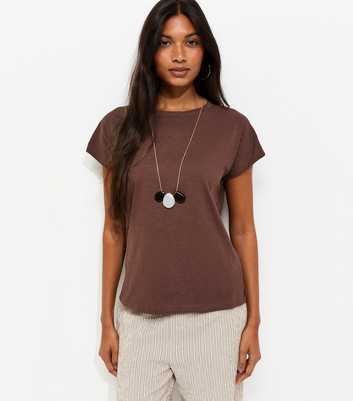 Dark Brown Grown On Sleeve T-Shirt
