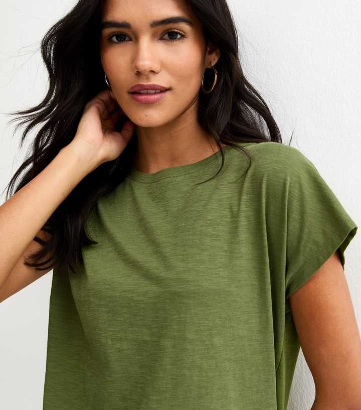 Light Khaki Grown On Sleeve T-Shirt