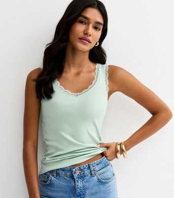 Mint Green Lace Trim Vest