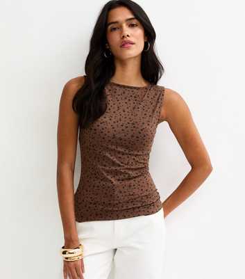 Brown Speckled Slash Neck Top